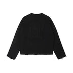 1807 3D Logo Embroidered Distressed Knit Sweater