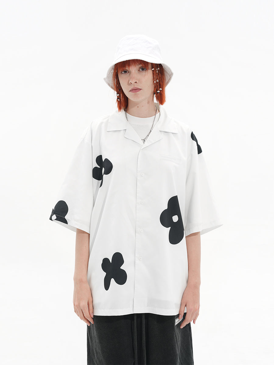 Harsh and Cruel Handpainted Flowers Printed Cuban Shirt