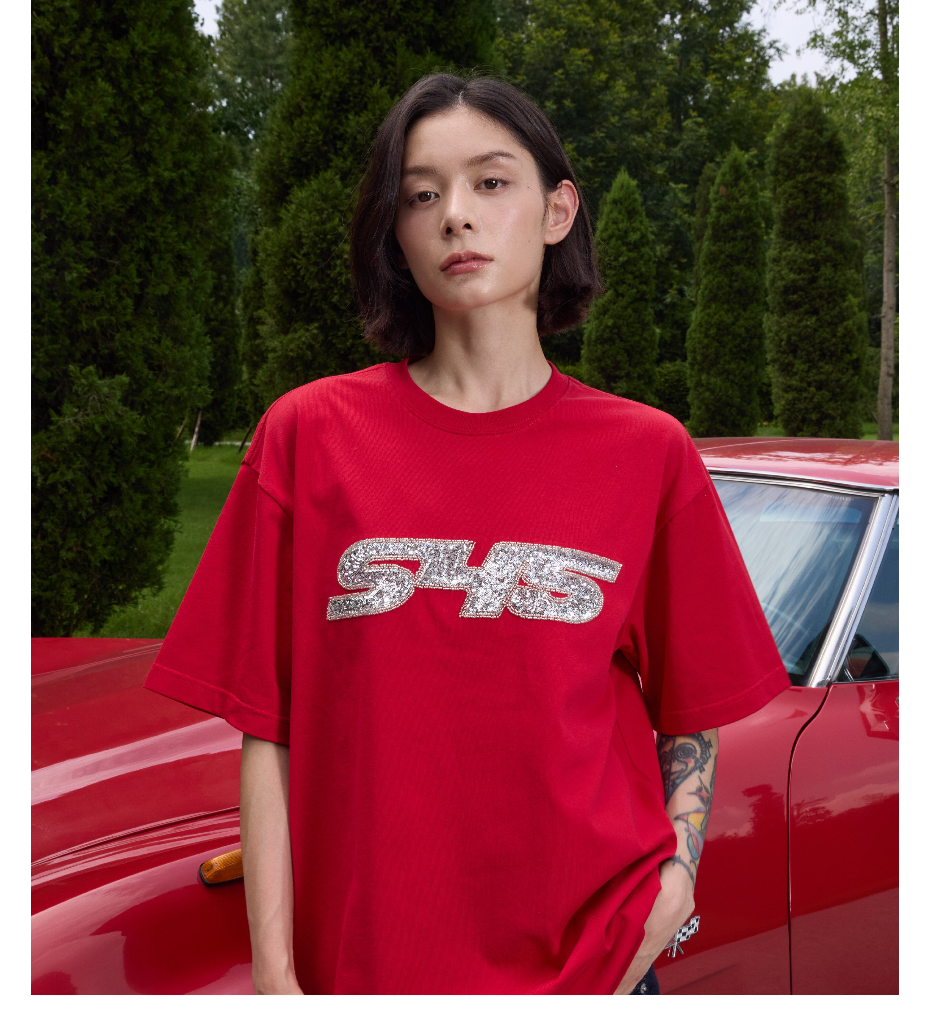S45 Sequin Metal Logo Tee