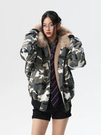 MEDM Detachable Fur Camouflage Hooded Jacket