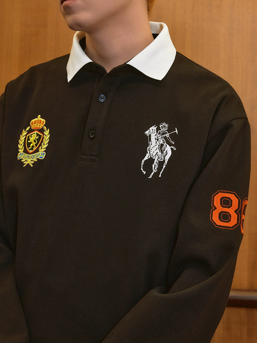 Harsh and Cruel Vintage Embroidered Long Sleeve Polo