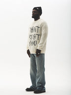 UNTILWERICH "I DON'T TRUST YOU" Fuzzy Knit Sweater