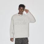 EMPTY REFERENCE Gray Hole Logo Knit Sweater