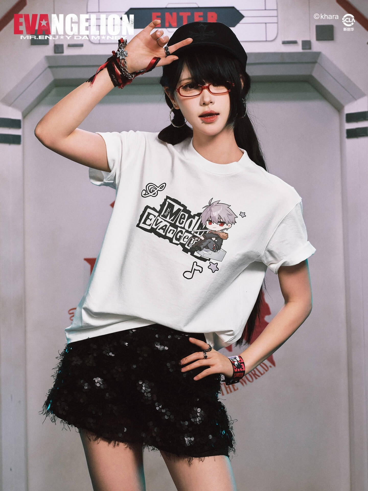 MEDM x EVA NEVER END Cute Character Music Note Graphic Tee