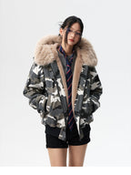 MEDM Detachable Fur Camouflage Hooded Jacket