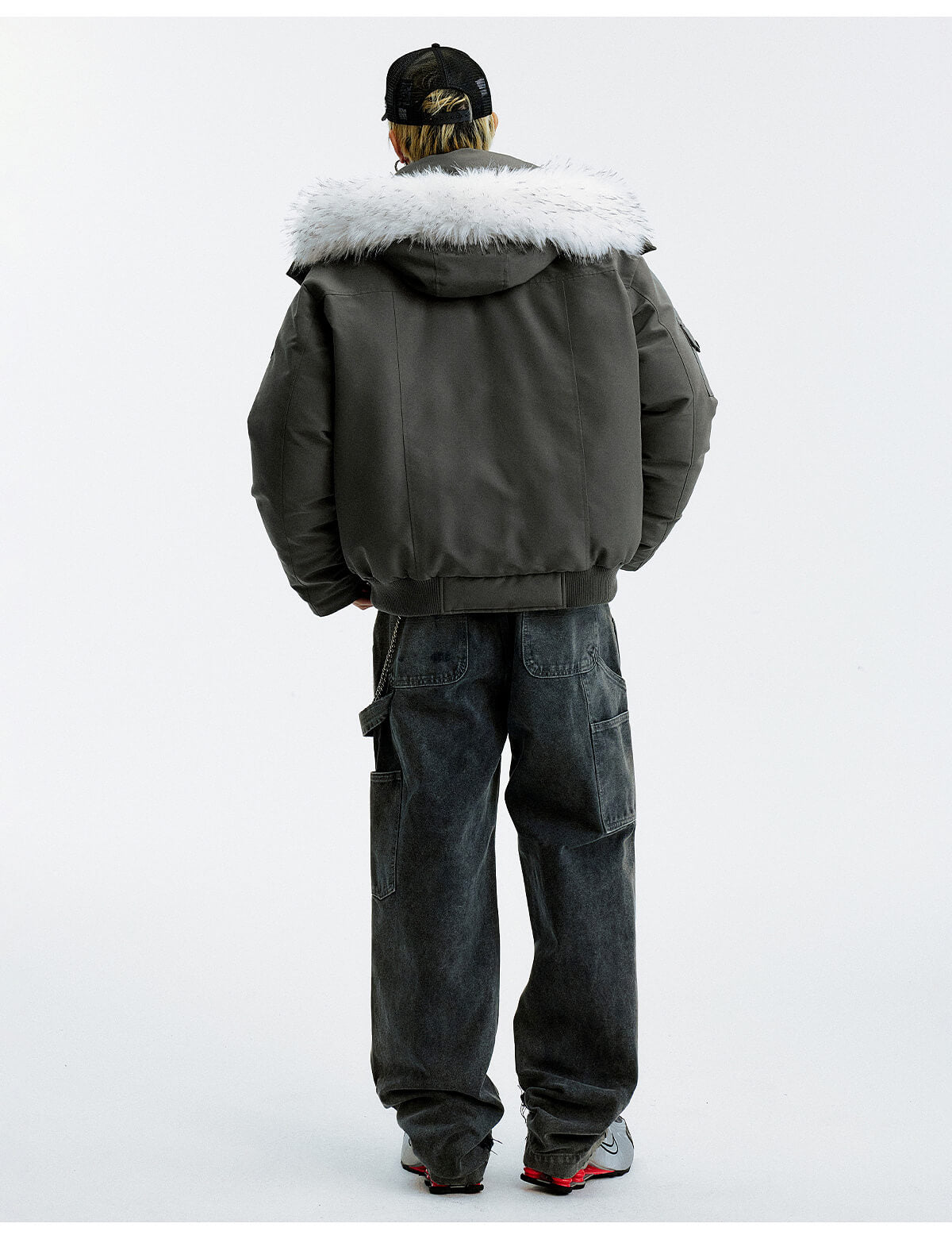 MEDM Detachable Fur Metal Snaps Down Jacket