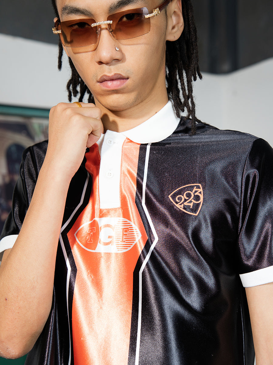 TGFCLUB Color Clashing Sports Fabric Soccer Jersey Polo