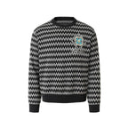 YADcrew Sequin Cross Flower Wave Pattern Knit Sweater