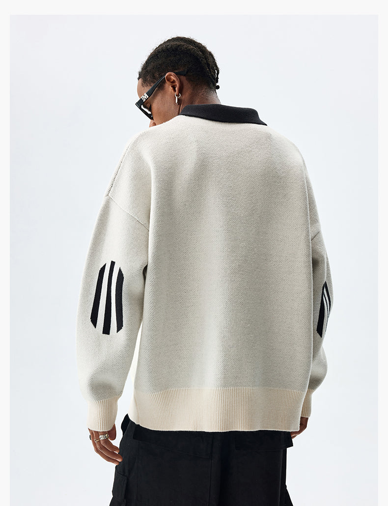 MEDM Patchwork Striped Elbow Knit Sweater