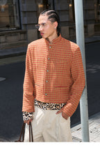 STEEPC Houndstooth Wool Blend Short Suit Jacket