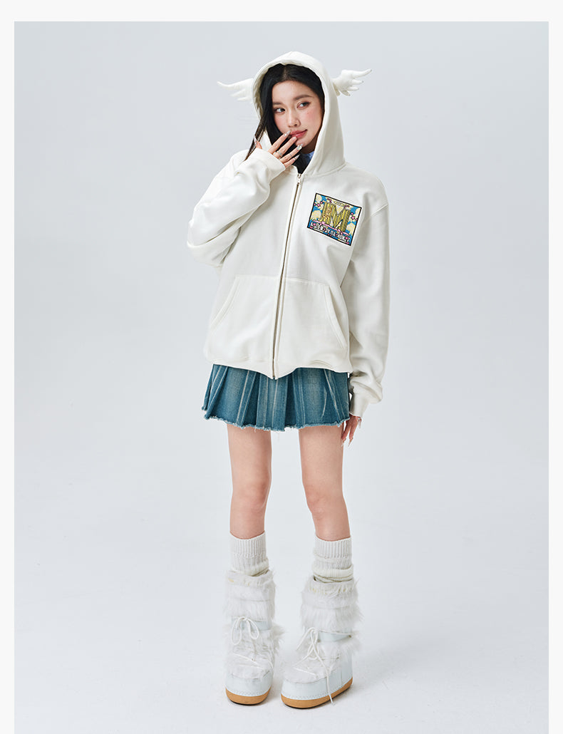 MEDM Angel & Devil Horns Zip-Up Hoodie