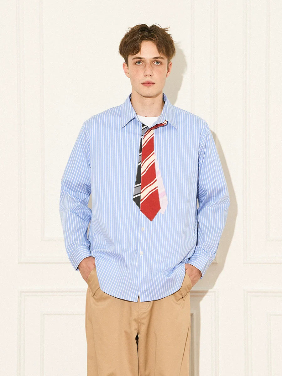 EMPTY REFERENCE Multi Tie Striped Long Sleeve Shirt