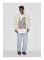 EMPTY REFERENCE Line Drawing Doberman Print Long Sleeved Shirt