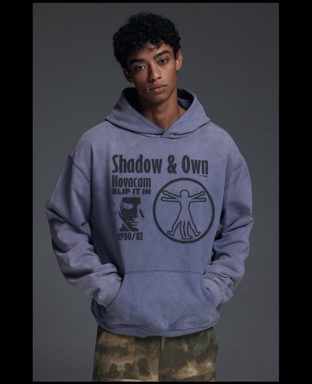 NOVACAM Washed Distressed Black Circle Hoodie