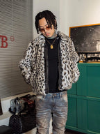 TGFCLUB Leopard Printed Faux Fur Jacket