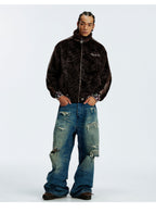 MEDM Ethnic Trim Belted Sherpa Jacket