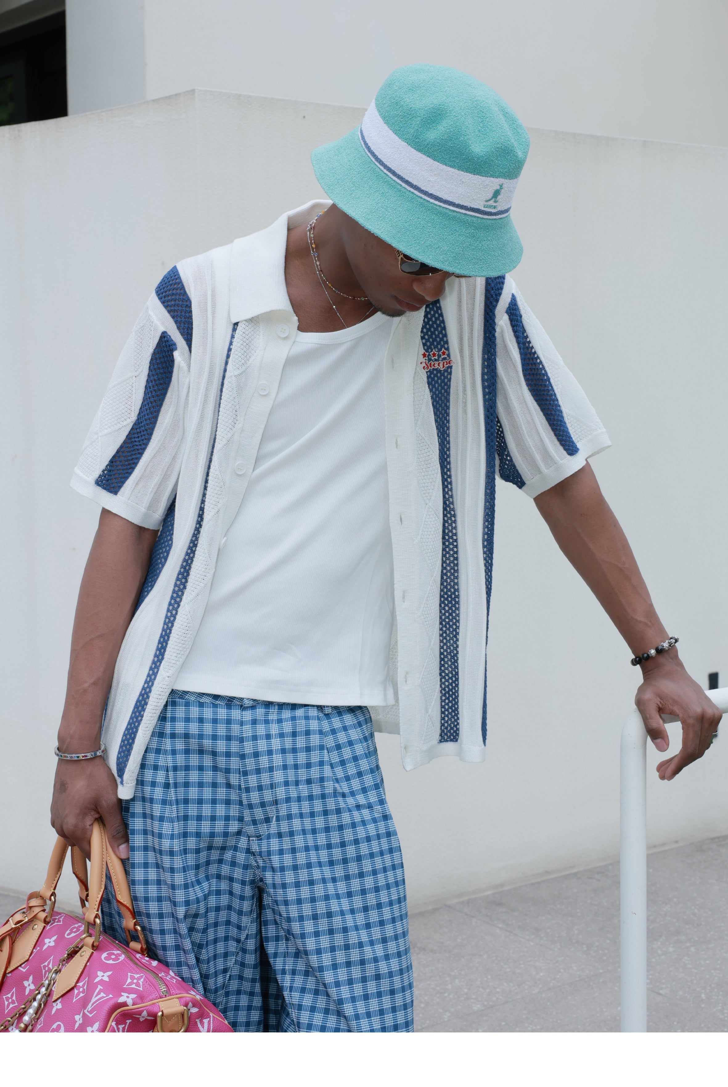 STEEPC Colorblock Knit Short Sleeve Shirt