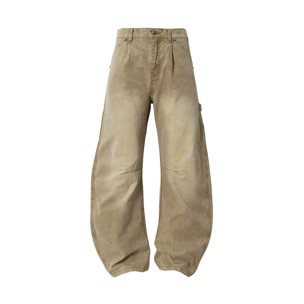 YADcrew Turquoise Studded Washed Tucked Painter Machete Jeans