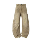 YADcrew Turquoise Studded Washed Tucked Painter Machete Jeans