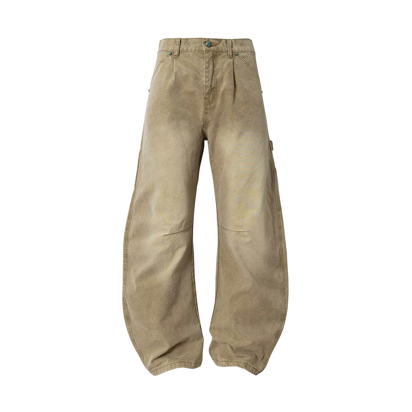 YADcrew Turquoise Studded Washed Tucked Painter Machete Jeans