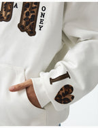 MEDM Leopard Faux Fur Layered Zip Up Hoodie