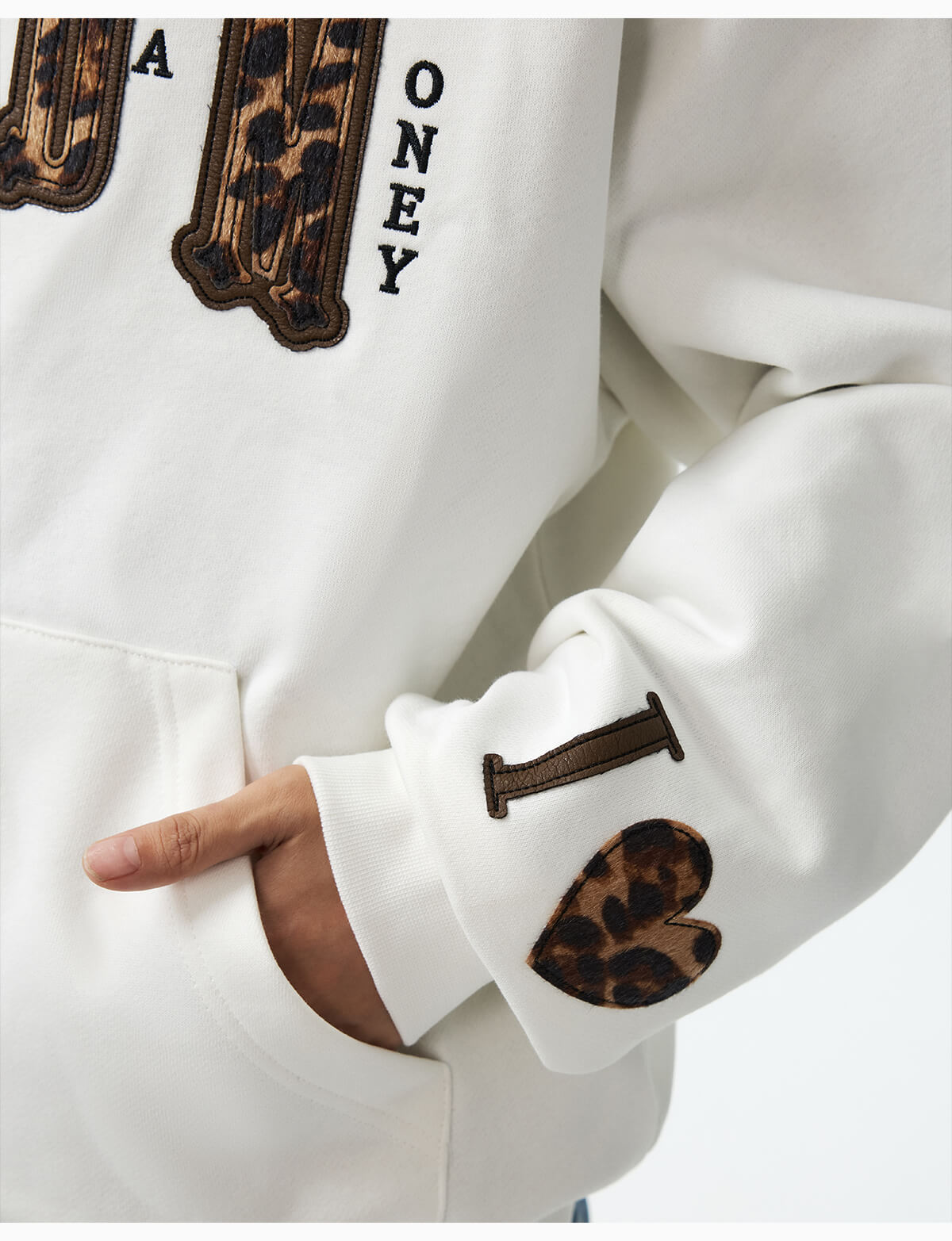 MEDM Leopard Faux Fur Layered Zip Up Hoodie