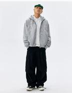 MEDM Flower Embroidered Zip Up Hoodie