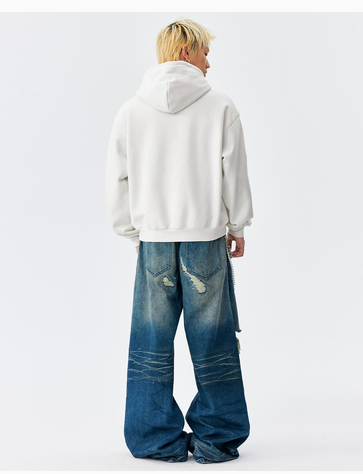 MEDM M Buckled Drawstring Pearl Logo Embroidered Hoodie