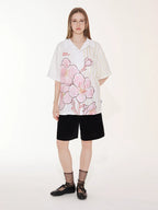 EMPTY REFERENCE Striped Floral Print Short Sleeve Shirt