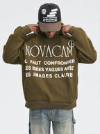 NOVACAM Slogan Puff Print Logo Hoodie