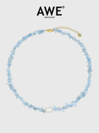 AWE Aquamarine Crushed Stone Pearl Necklace