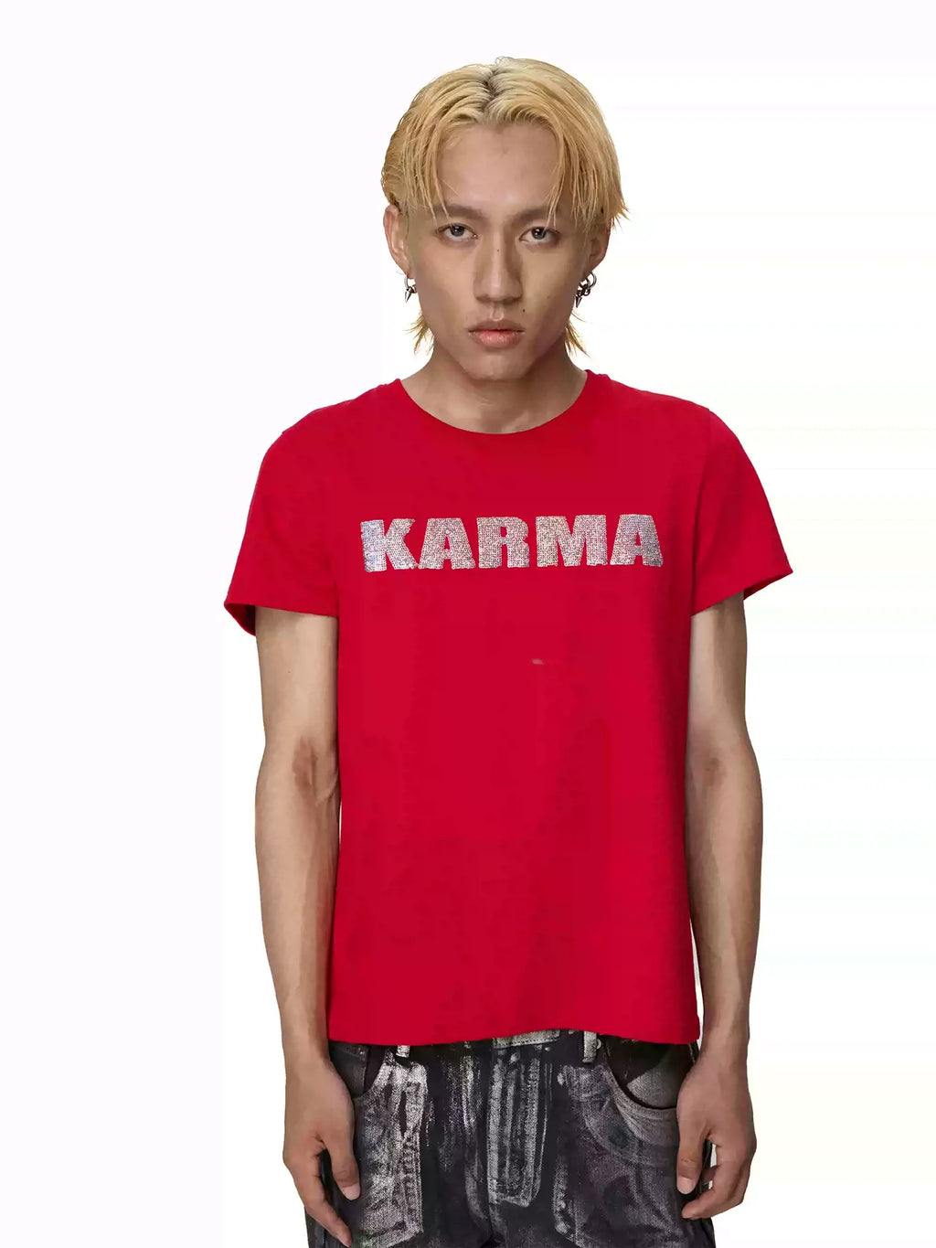 KARMANISTIC Glitter Sequin Logo Tee