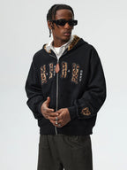 MEDM Leopard Faux Fur Layered Zip Up Hoodie
