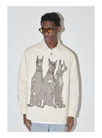 EMPTY REFERENCE Line Drawing Doberman Print Long Sleeved Shirt