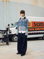 SOD Co. Washed Blue Gradient Plaid Jacket