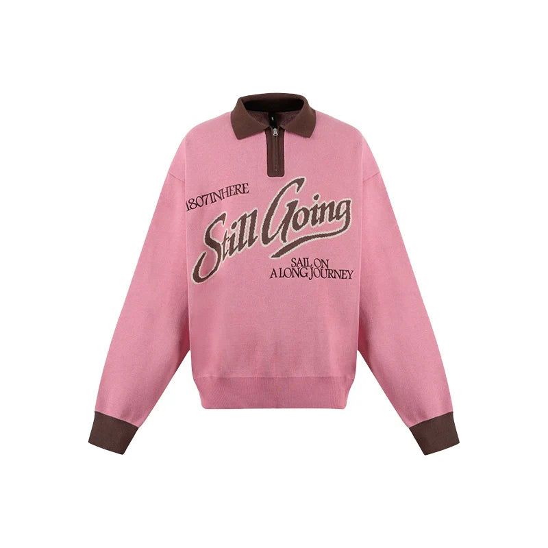 1807 Angel STILL GOING Half Zip Polo Knit Sweater
