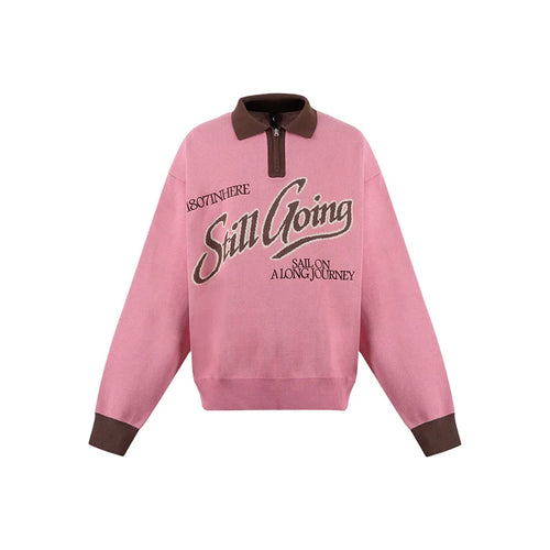 1807 Angel STILL GOING Half Zip Polo Knit Sweater