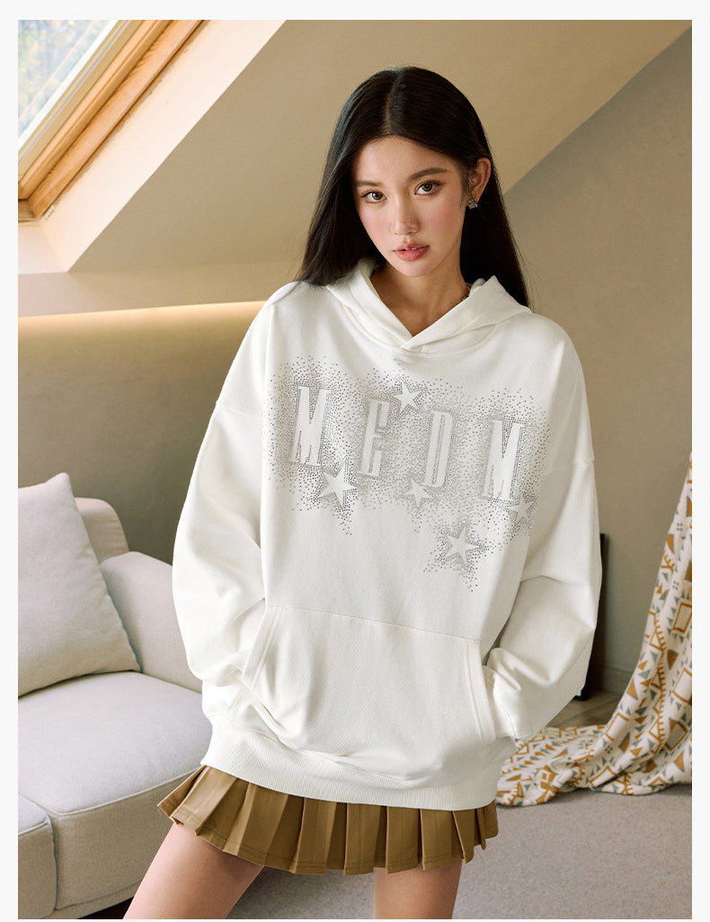 MEDM Rhinestone Star & Logo Hoodie