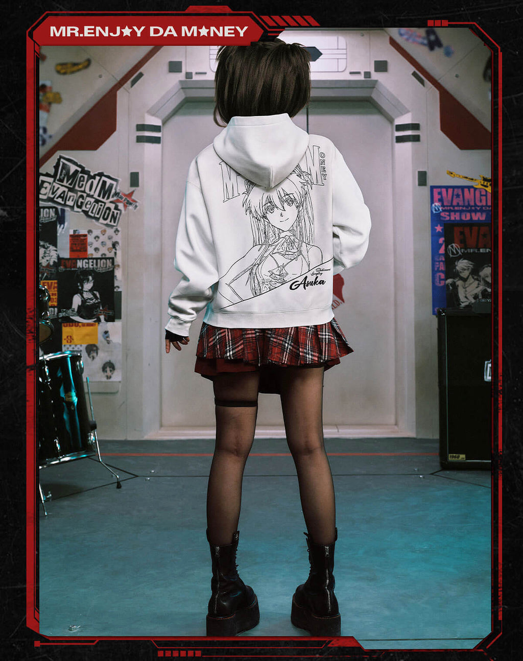 MEDM x EVA NEVER END Character Print Detachable Velcro Patch Zip Up Hoodie