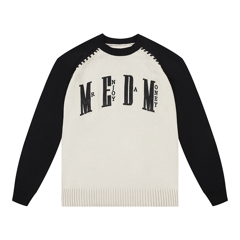 MEDM Color-Blocked Raglan Sleeve Knit Sweater