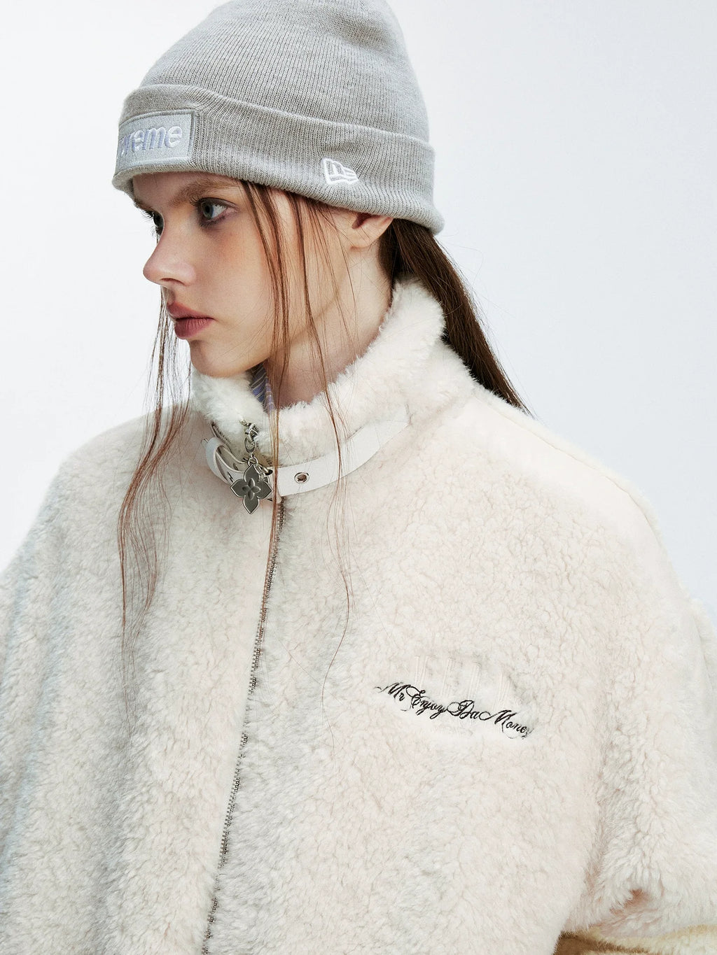 MEDM Ethnic Trim Belted Sherpa Jacket