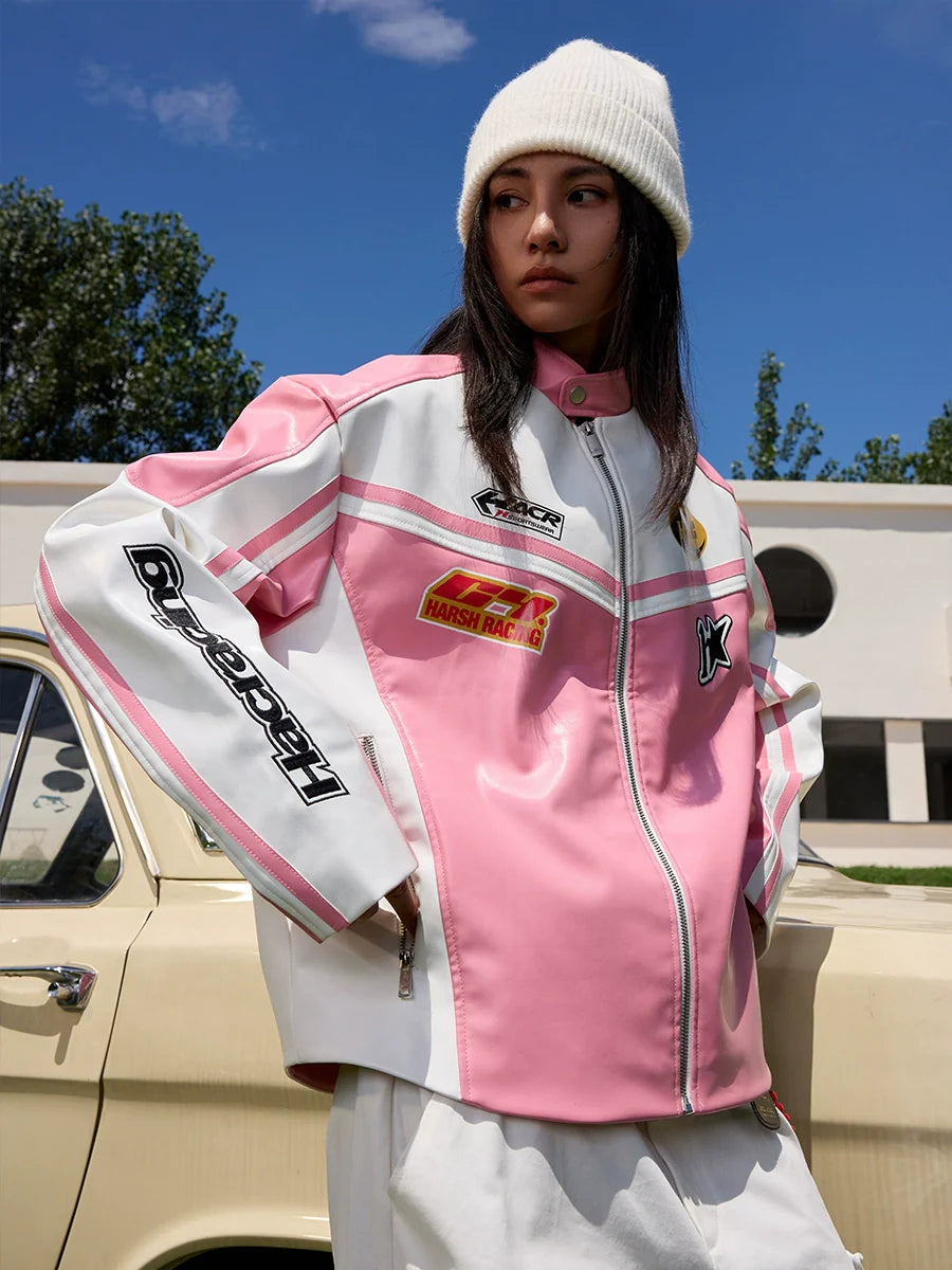 Harsh and Cruel Barbie Pink Embroidered Racing Jacket