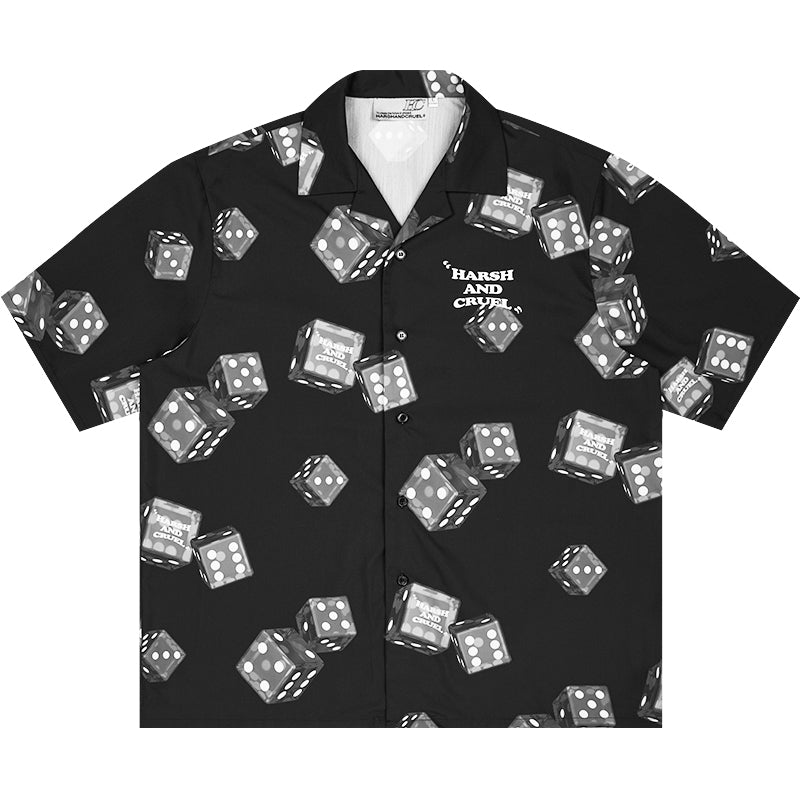 Harsh and Cruel 3D Dice Print Cuban Shirt