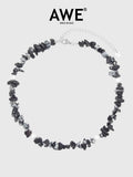 AWE Black Crushed Stone Pearl Beaded Necklace