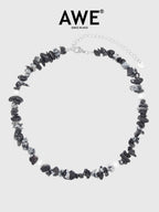 AWE Black Crushed Stone Pearl Beaded Necklace