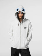 Achock Little Devil Embroidered Plush Zip Up Hoodie