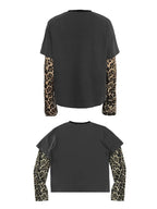 Night Lab Lion Graphic Layered Leopard Sleeve Tee