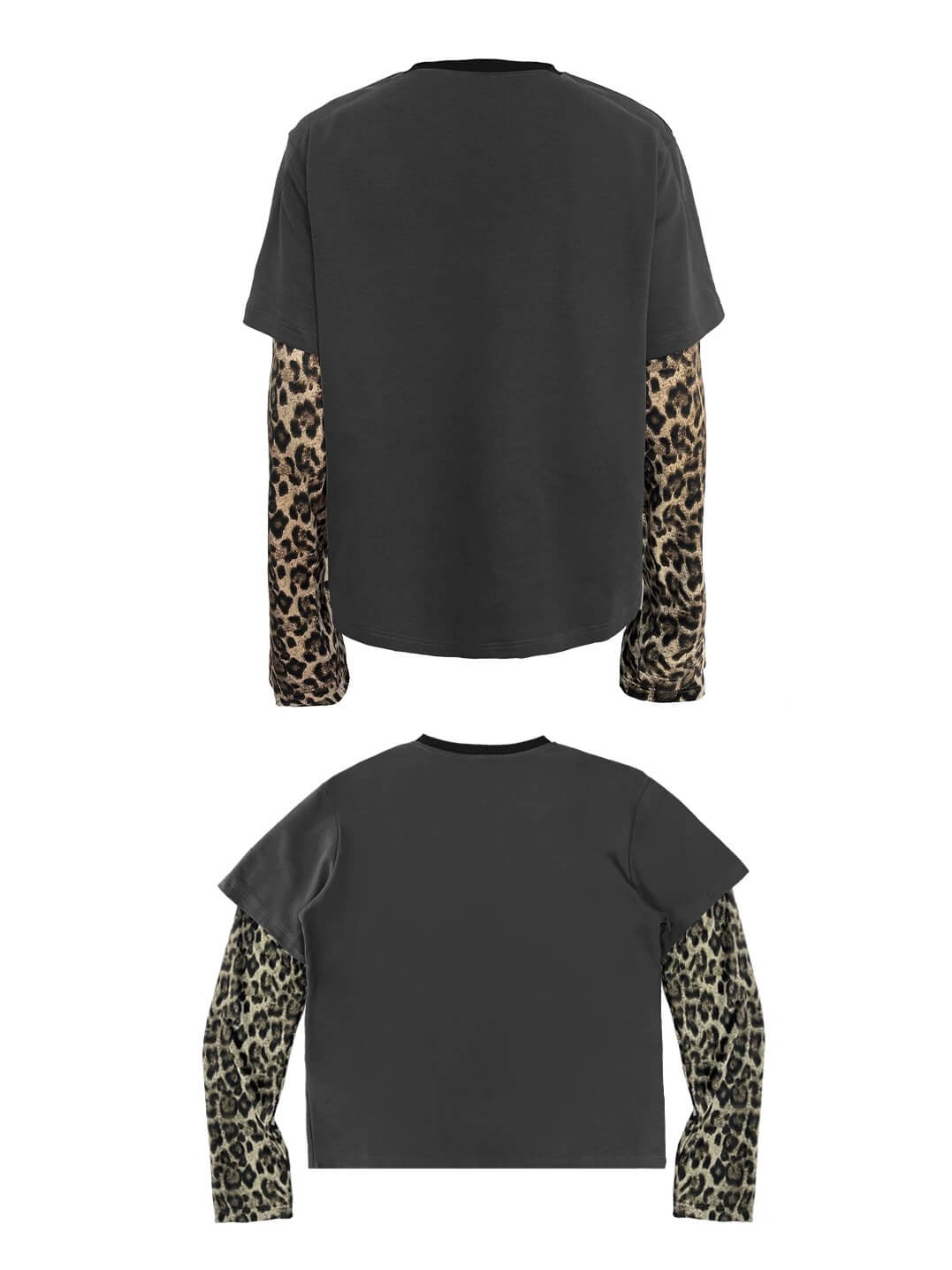 Night Lab Lion Graphic Layered Leopard Sleeve Tee