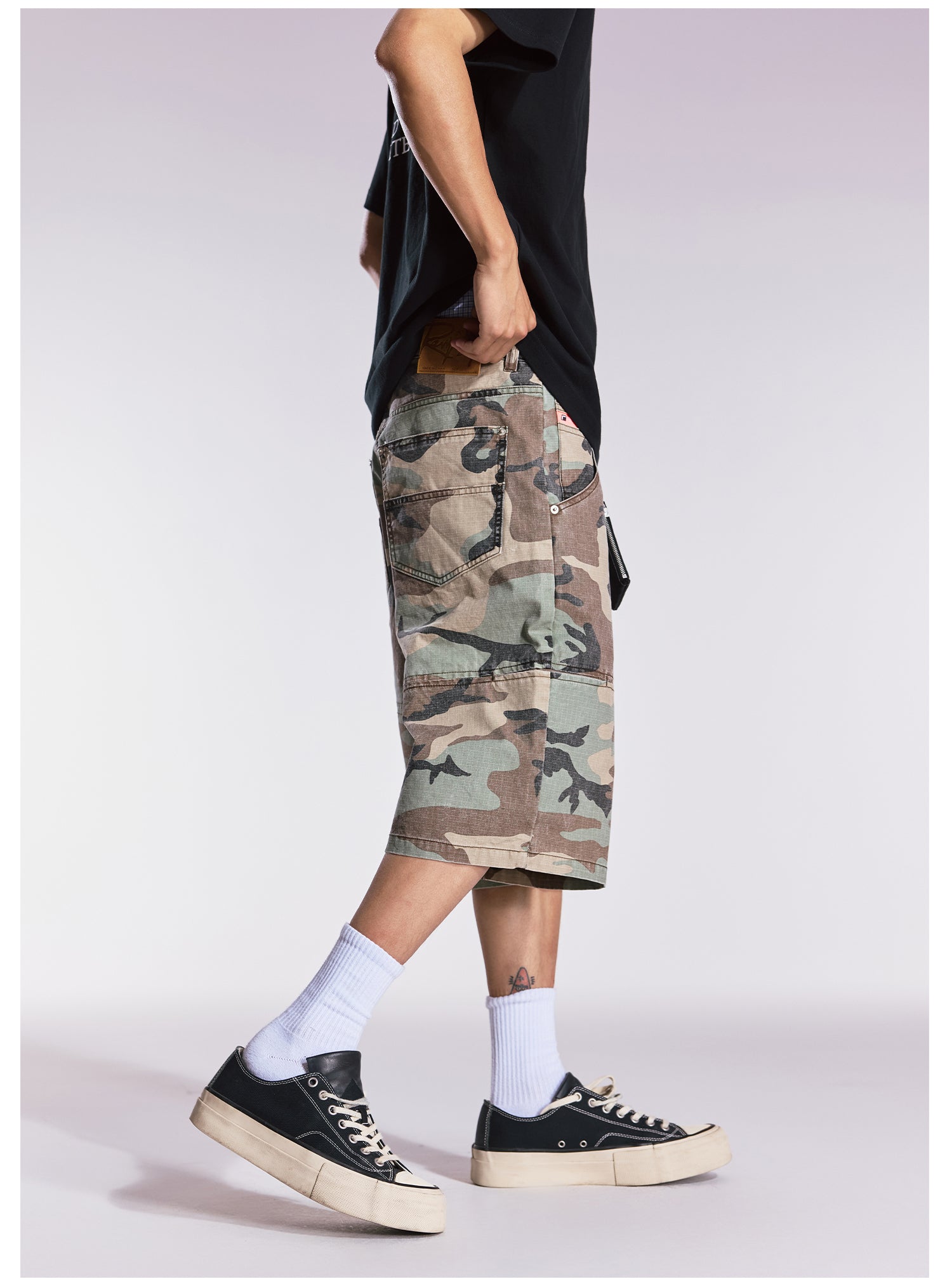 Remedy Leopard and Camouflage Work Painter Baggy Shorts