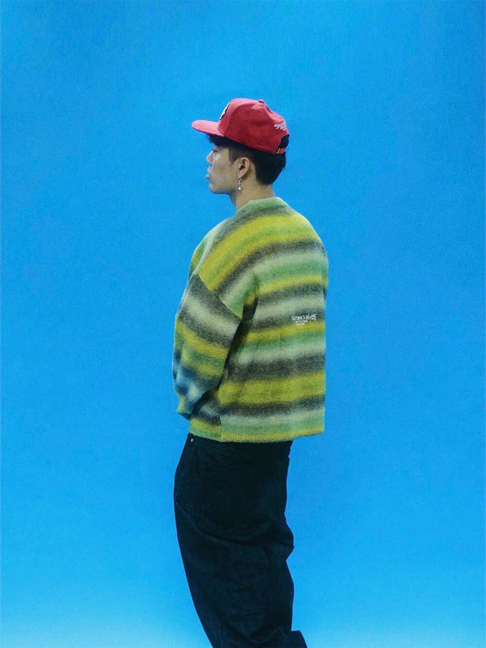 EVETS Gradient Stripe Fuzzy Knit Sweater